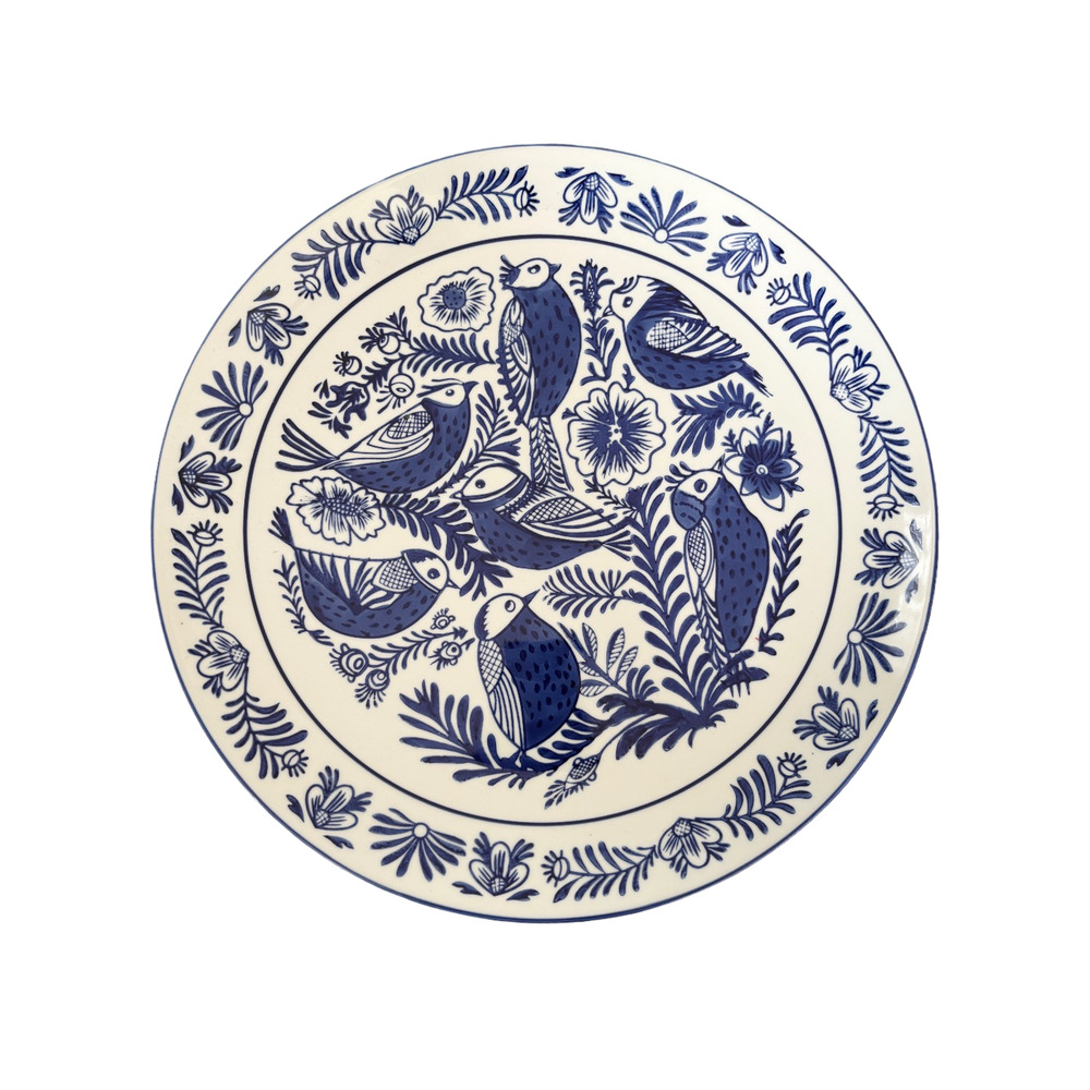 POTTERY BARN Elsie 15" Chop Plate Round Platter Birds Flowers EXTREMELY RARE